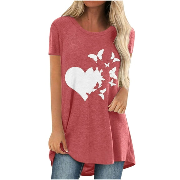 Womens Tops Hide Belly Womens Plus Size Long Tunics or Tops to Wear with Leggings Summer Casual Loose Fit V Neck Blouses T-shirts plus size t shirts
