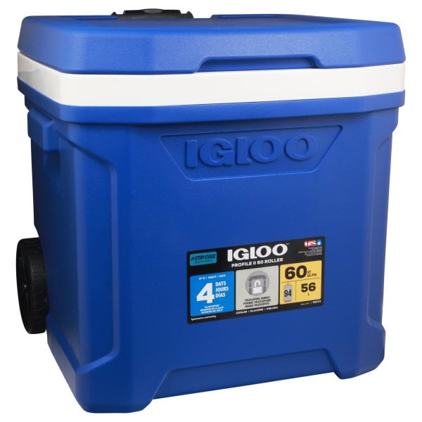 Igloo 34679 60 qt. Ice Cube Roller Cooler, Blue