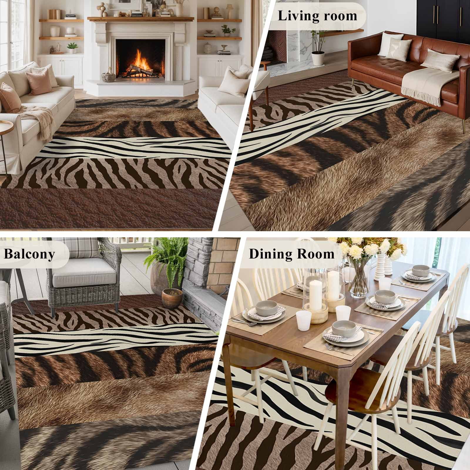 6x9 Area Rugs for Living Room, Animals Printed Striped Non Slip Area Rugs for Kitchen Bedroom Entryway, Rustic Country Zebra Textured Washable Carpet Runner Rug Floor Mats for Bedroom Home Decor