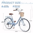 thumbnail image 4 of iYofe 26 inch Womens Bike, 7 Speed Hybrid Bike for Adult Teen w/ Basket and Backseat, Beach Cruiser Bike, City Comfort Commuter Bicycle for Ladies, V Brakes, 85% Assembled, Blue, 4 of 5
