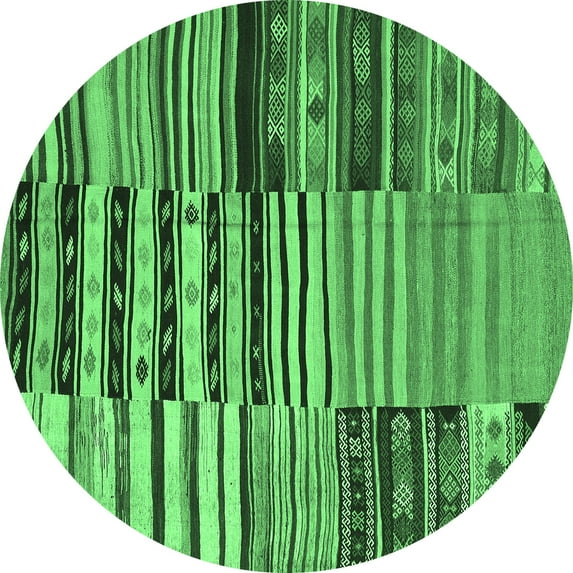 Ahgly Company Indoor Round Patchwork Emerald Green Transitional Area Rugs, 3' Round