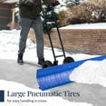 thumbnail image 5 of Best Choice Products 48in Hand Snow Pusher w/ 2 Wheels, Adjustable Handle, Blade Angle, Reflective Tape - Blue, 5 of 8