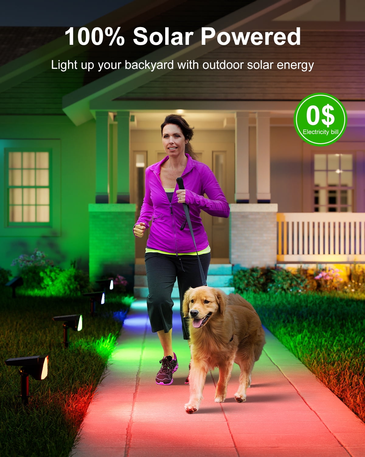 6 Pack Color Change Solar Outdoor Spot Lights Outside Landscape Waterproof 24 LED Spotlights Dusk to Dawn for Christmas Decorations,Tree, Snowman, Elk
