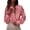 Red, variant on LEKODE Women's Checkered Ruffled V-Neck Button-Down Shirt Long-Sleeve Checkered Shirt Red M