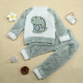 thumbnail image 4 of Toimothcn Toddler Baby Boys Pjs Sets Long Sleeve Cute Cartoon Dinosaur Printed Flannel Shirt Tops Stretchy Pants 2Pcs Pajamas Sets Warm Loose Fit Sleepwear Outfits Suitable For Homewear, 4 of 8