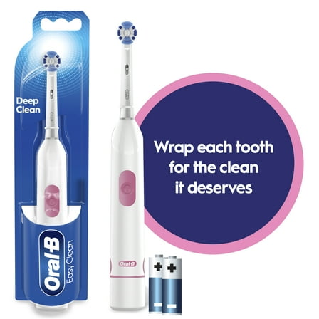 Oral-B Easy Clean Compact Head Battery Powered Electric Toothbrush, White, for Adults and Children 3 