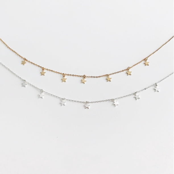 Gargantilla de estrella Collar de estrella de plata para mujer Gargantilla delicada Collar de gargantilla de oro plateado Collares Brandy (10 piezas Oro Plata)