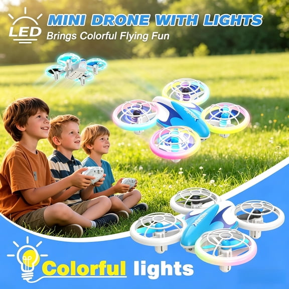 Mini Drone for Kids and Beginners with LED & Altitude Hold, RC Drone with Propeller Protection, 360°Flips, 3 Speed Mode, Indoor Outdoor Mini Quadcopter Toy Birthday Gift for Boys Girls