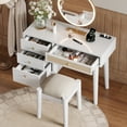 thumbnail image 2 of 39" White Wooden Makeup Vanity - Charging for Tablets & Lights - Bedroom Setup - Durable Material & Organized Storage, 2 of 5