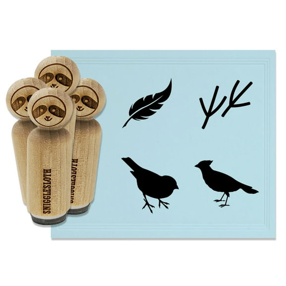 Fun Birds Tracks Feather Rubber Stamp Set for Scrapbooking Crafting Stamping - Small 3/4 Inch
