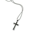 thumbnail image 6 of Men's Stainless Steel Cross Pendant Necklace with Carbon Fiber Inlay - Religious Jewelry Gift for Him, 6 of 8