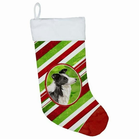 Caroline's Treasures Snowflakes Border Collie Multi-color Christmas Stocking, with Soft Suede Fabric 18"