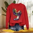 thumbnail image 4 of Xuyuer Women's Carnival Printed Long Sleeved Round Neck Mardi Gras Sweatshirt Carnival Outfits Women Carnival Sweatshirts Fat Tuesday Fashionable Pullover Tops, 4 of 6