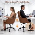 thumbnail image 5 of Peispie Mid-Back Leather Office Chair 380lbs, 360° Swivel Computer Desk Chair, Adjustable Height Comfy Task Chair with Thick Cushion for Home Office Work, Brown, 5 of 8