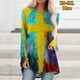 thumbnail image 1 of Camiseta de manga larga con estampado de rayas abstractas para mujer, ropa informal para vacaciones, diario, hogar, cuello redondo, básica, XS-8XL esencial, 1 of 4