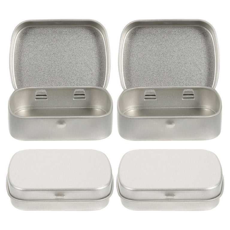 4pcs Hinged Jewelry Metal Tin Small Tin Box Craft Containers For Organizing