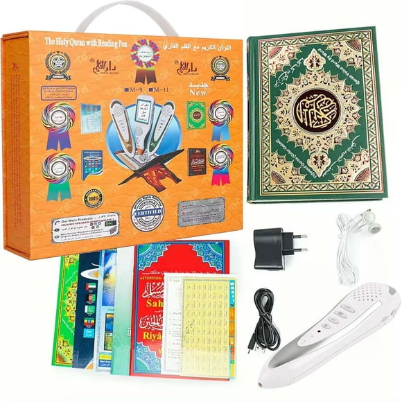 Quran Reading Pen Ramadan Digital 16GB Memory Downloading Reciters and Languages English Arabic Urdu French Spanish German etc,with 6 Holy Quran Books for Kid and Arabic