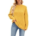 thumbnail image 1 of Duoif Chandails pour Femmes, Mode Décontractée pour Femmes Couleur Unie Col Rond Automne et Hiver Nouveau Chandail Ample Chandail Femmes Chandails Jaune P, 1 of 7