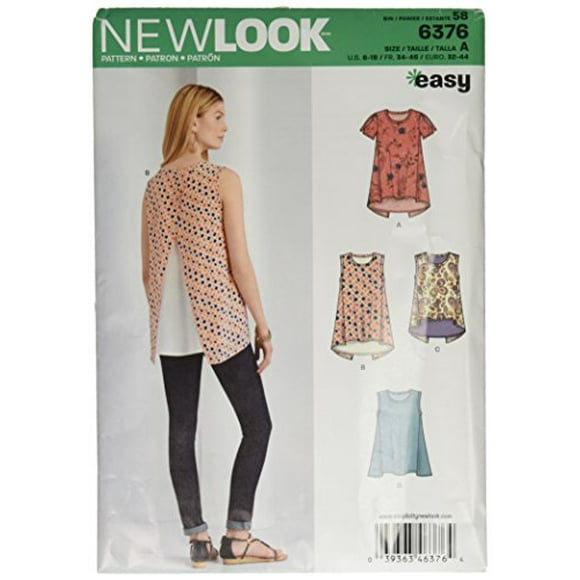 New Look 6376 Hauts Missies avec Variations de Longueur Kit de Couture, Taille A (6-8-10-12-14-16-18)