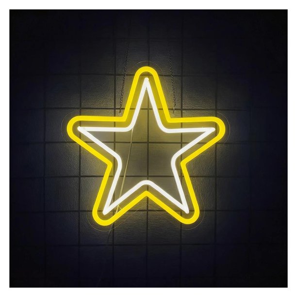 Letrero De Neón Pentagrama Con Luz, Estrella Occidental, Alimentación USB, Ideal Para Sala De Juegos, Bar, Fiestas O Tienda De Dulces. 32x32cm