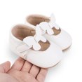 thumbnail image 2 of Xfvqtps Baby Girls Walking Shoes Solid Color Butterfly Breathable Non Slip PU Infant Prewalker Summer New Baby Everything Casual Cute Rubber Soles Soft Toddler Shoes White, 2 of 9