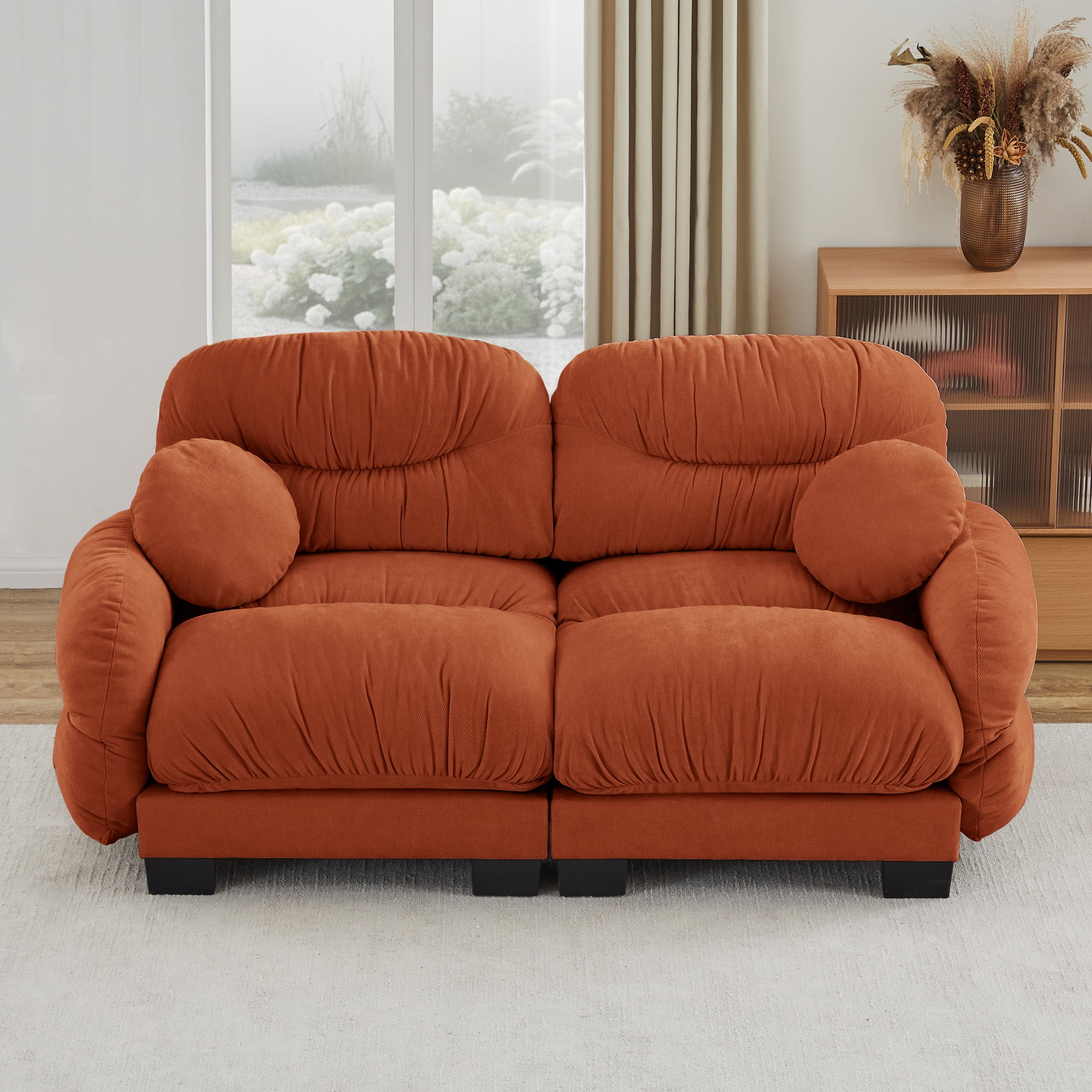 81" 2 Seater Loveseat Couch Cozy Chenille Sofa with 2 Throw Pillows