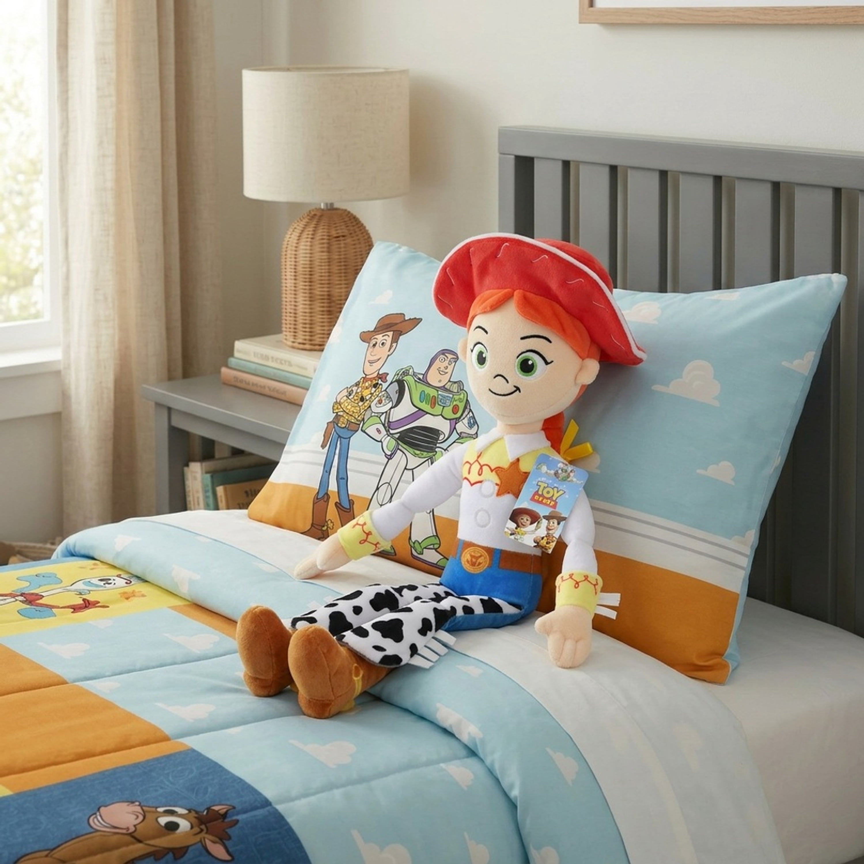 Toy Story Jessie Kids Decorative Pillow Buddy, Polyester Velboa, Red & White, Disney