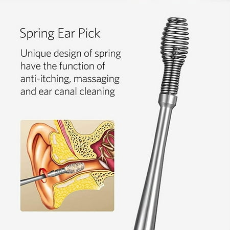 6 pièces/ensemble Kits de nettoyage d'oreille en acier inoxydable  cure-oreille dissolvant de cire Curette oreille choisir oreille nettoyant  cuillère
