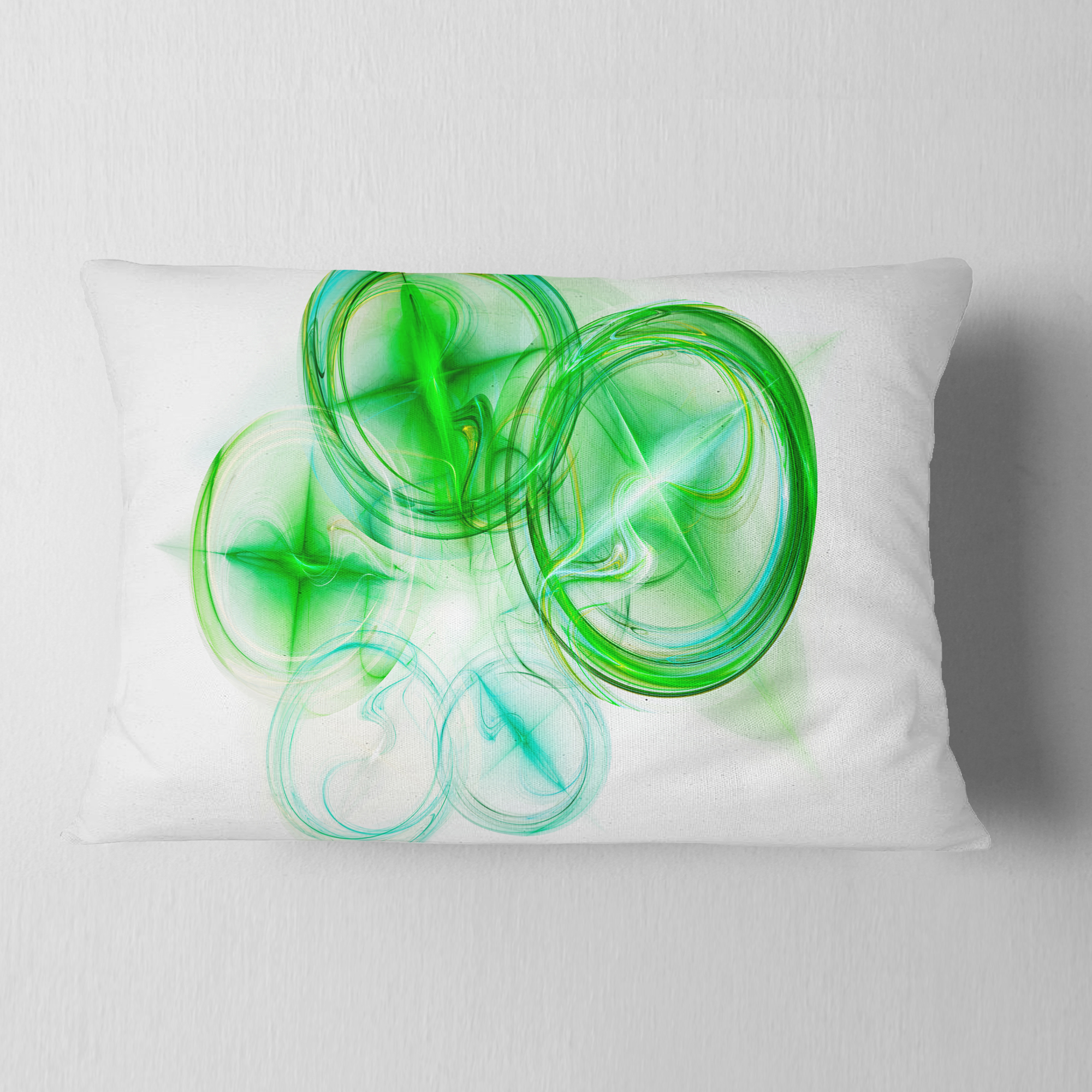 Designart Green Fractal Desktop - Abstract Throw Pillow - 12x20