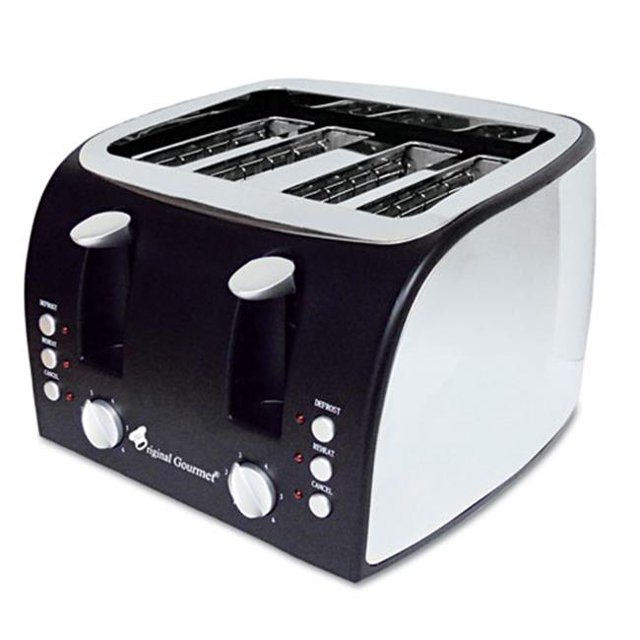 Original Gourmet Food Co. OG8166 4-Slice Multi-Function Toaster with Adjustable Slot Width, Black/Stainless Steel