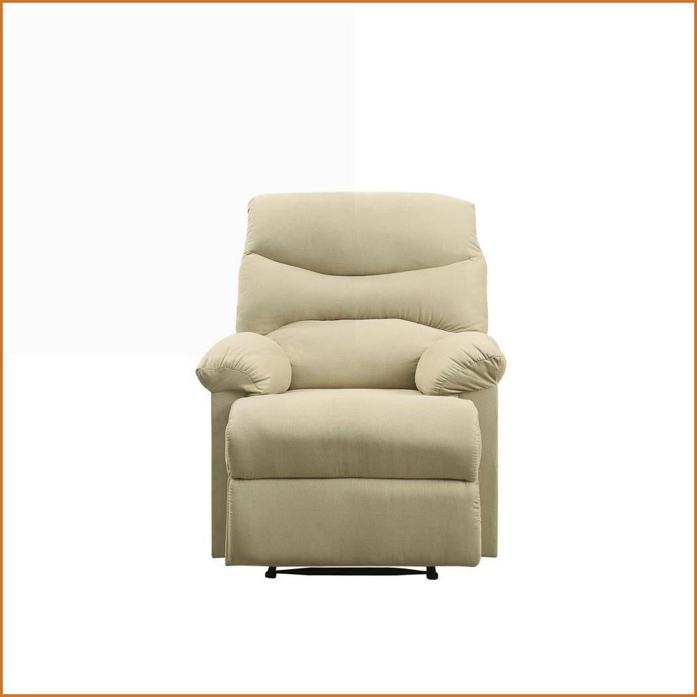 Recliner with Motion Function & Pillow Top Armrests | Beige Microfiber | Fabric+Metal