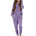 thumbnail image 1 of Langwyqu Stripe Print Girls 2 Pieces Set Long Sleeve Sweatshirts & Sweatpants Sport Yoga Suit, 1 of 5