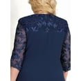 thumbnail image 5 of Women'S Plus Size 1/2 Sleeve Floral Embroidery Chiffon Wedding Guest Dress for Wedding Guest Navy Blue XXL, 5 of 6