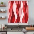 thumbnail image 4 of Red Striped Sheer Curtains 54 Inch Length, Light Filtering Voile Curtain Panel, Modern Gradient Geometric Ripple Stripes Rod Pocket Drapes Window Treatments for Living Room Bedroom 52"x54", 4 of 9