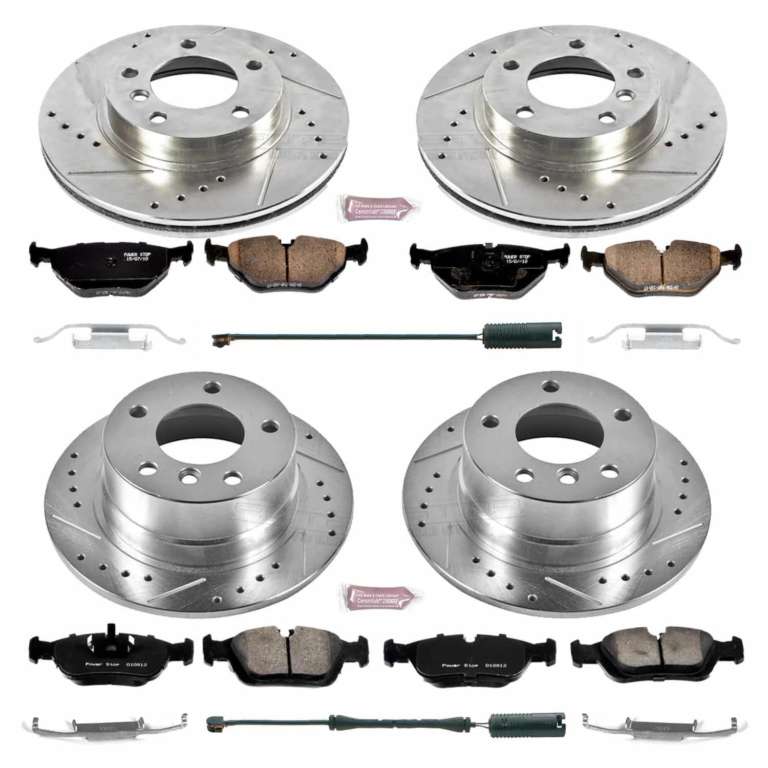 PowerStop Front and Rear Z23 Evolution Sport Carbon-Fiber Ceramic Brake Pad and Drilled & Slotted Rotor Kit Fits: BMW Select Models K500