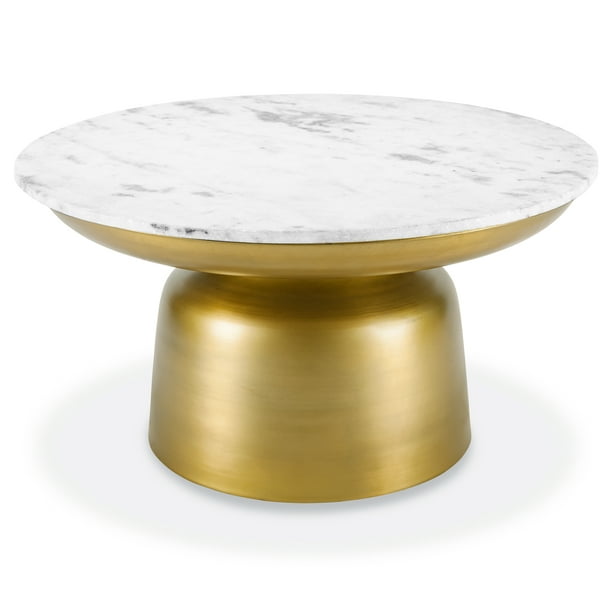 Bark Signy Coffee Table With Marble Top, White Spots On Coffee Table