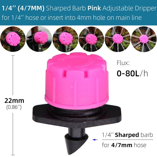 30-800PCS 12 Types of Adjustable 8-Holes Dripper Garden Irrigation Spinkler Nozzle Balcony Greenhouse Watering Emitter Automatic200 PCS He Qiyong unisex