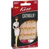 Kiss Catwalk Nail Kit, French Medium Length, Yellow + Black Polka Dots KOR08