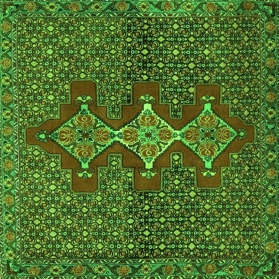 Ahgly Company Indoor Square Persian Green Traditional Area Rugs, 5' Square