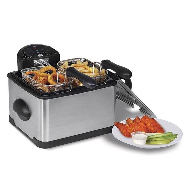 EMG EDF401T 4 qt. Maximatic Dual Basket Deep Fryer, Stainless Steel