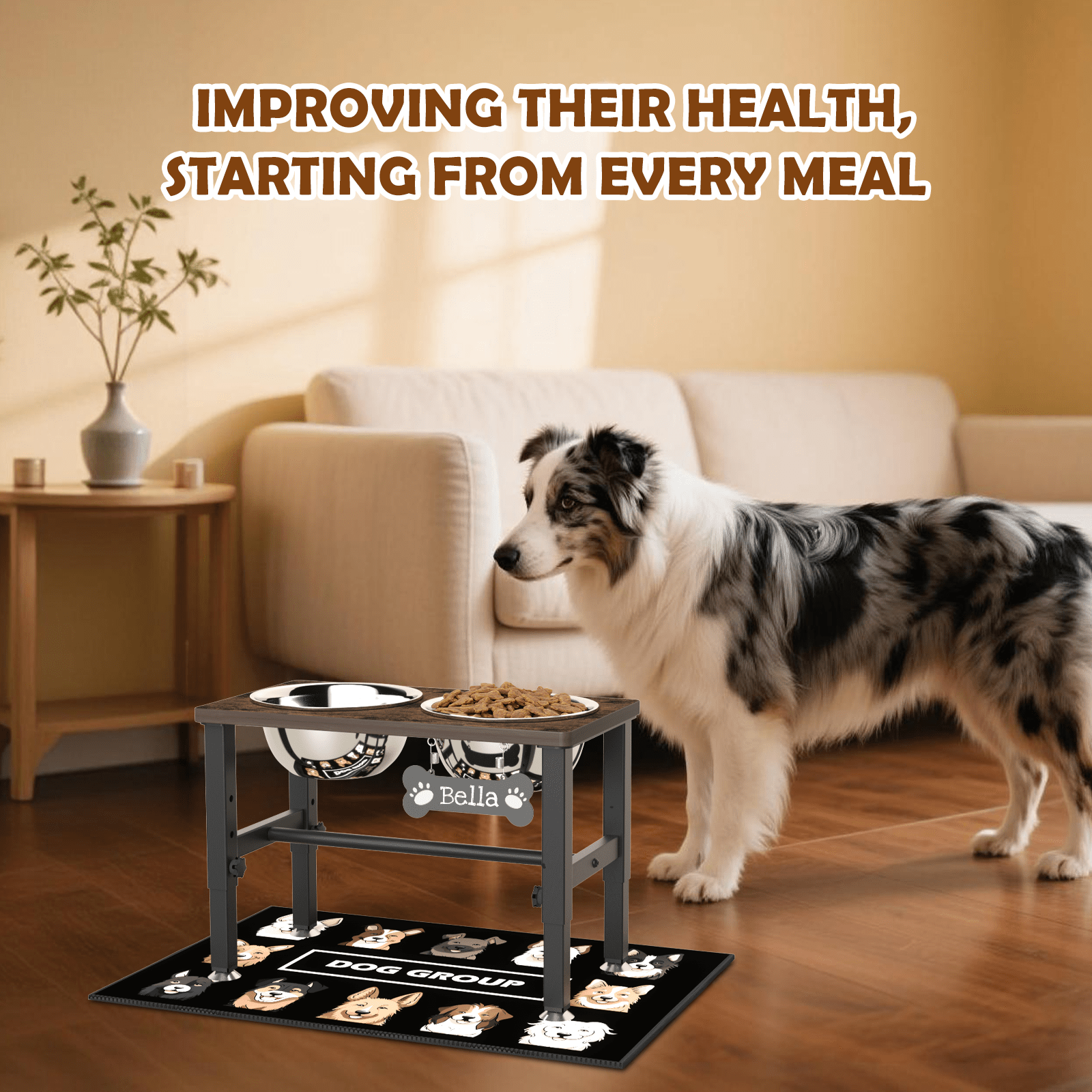 ADENGL Elevated Dog Bowl Stand Adjustable with Stainless Steel Bowls photo 7