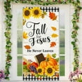thumbnail image 6 of Hello Fall Door Cover Thanksgiving Backdrop Pumpkin Sunflower Wagon Field 71x35 Inch Rustic Autumn Banner for Porch Wall Decor Fall Harvest Photo Booth Props, 6 of 6
