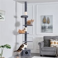 thumbnail image 4 of Yaheetech 7.4-8.7FT Multilevel Floor To Ceiling Cat Tree with Condo & 4 Perches, Dark Gray, 4 of 11