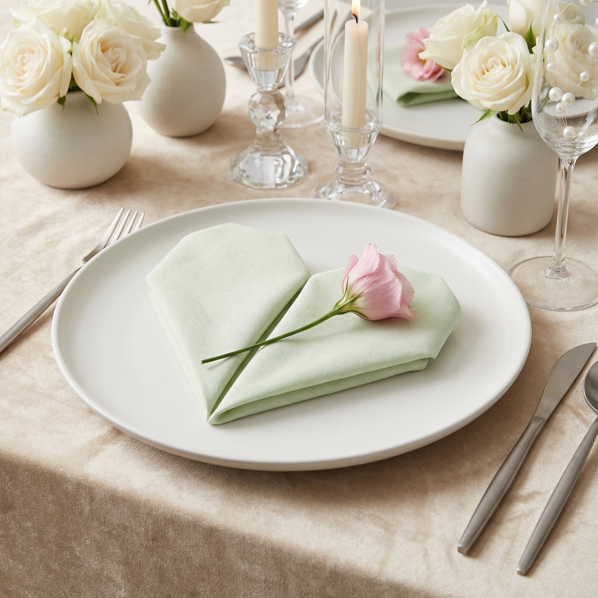 Unique Bargains 6Pcs Cotton Reusable Party Cloth Napkins Jade Green 18x18inch