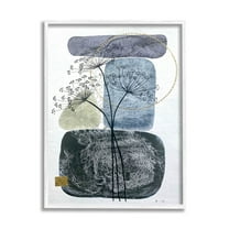 Modern Layered Botanical Pebbles Abstract Graphic Art White Framed Art Print Wall Art