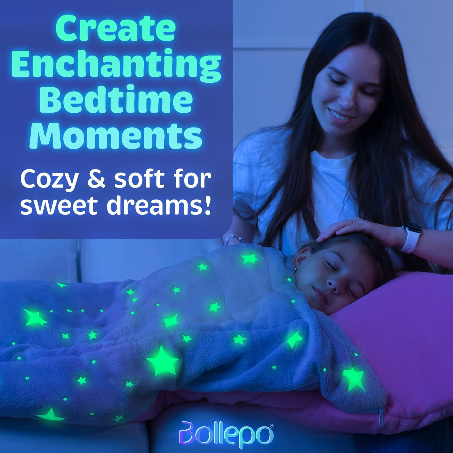Sleeping Bag for Girls - Rainbow with Glowing Stars