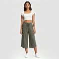 thumbnail image 5 of Barrel Pants for Women Cropped Linen Capris Petite Drawstring Wide Leg Cotton 2026 Casual Summer Boho Baggy Palazzo Pull On Trousers Green XL, 5 of 7