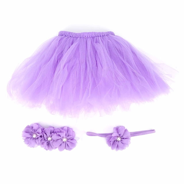Conjunto de falda y diadema para recién nacidos con pecho envuelto, accesorio para vestido y falda para fotografía de recién nacidos, color morado claro, para bebés de 100 días.