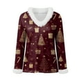 thumbnail image 4 of zaveiop Christmas Sweaters for Women Waffle Light Tree Star Snowflake Printed Fluffy Fuzzy V Neck Long Sleeve Shirts (Z7-Brick Red, S), 4 of 4