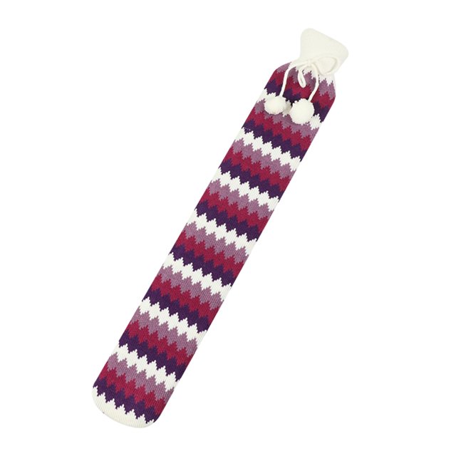 Bolsa de agua caliente con funda de punto de algodón, 1 l, tira larga de goma, compresa térmica para aliviar el dolor en abdomen, cuello, hombros, manos y pies, regalos de Navidad